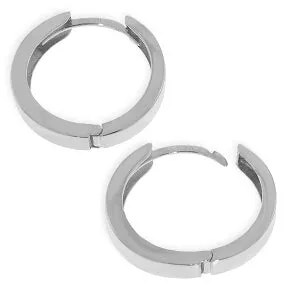 14K Solid White Gold 19.00 mm Diameter Hoop Huggie Earrings