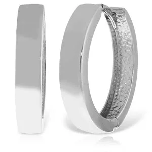 14K Solid White Gold 19.00 mm Diameter Hoop Huggie Earrings