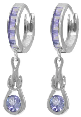 2.25 Carat 14K Solid Yellow Gold Huggie Earrings Dangling Tanzanite