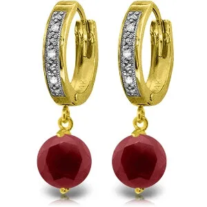 4.03 Carat 14K Solid Yellow Gold Organza Ruby Diamond Earrings