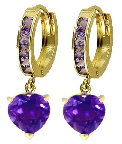 4.1 Carat 14K Solid White Gold Tongue In Cheek Amethyst Earrings