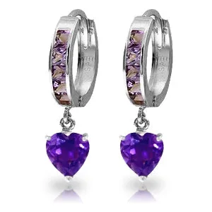 4.1 Carat 14K Solid White Gold Tongue In Cheek Amethyst Earrings