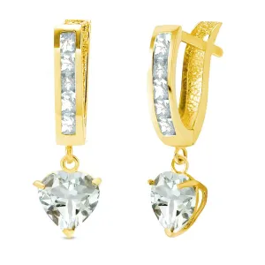 4.1 Carat 14K Solid Yellow Gold Hoop Earrings Aquamarine