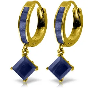 4.2 Carat 14K Solid Yellow Gold Ladeeda Sapphire Earrings