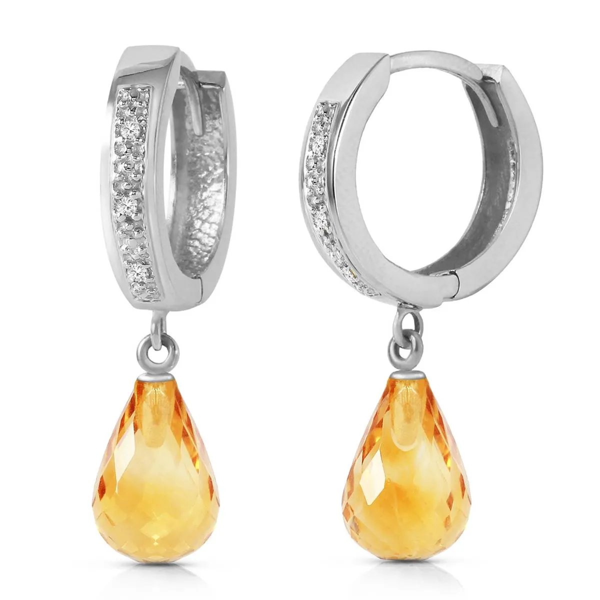 4.54 Carat 14K Solid White Gold Epitome Of Elegance Citrine Diamond Earrings