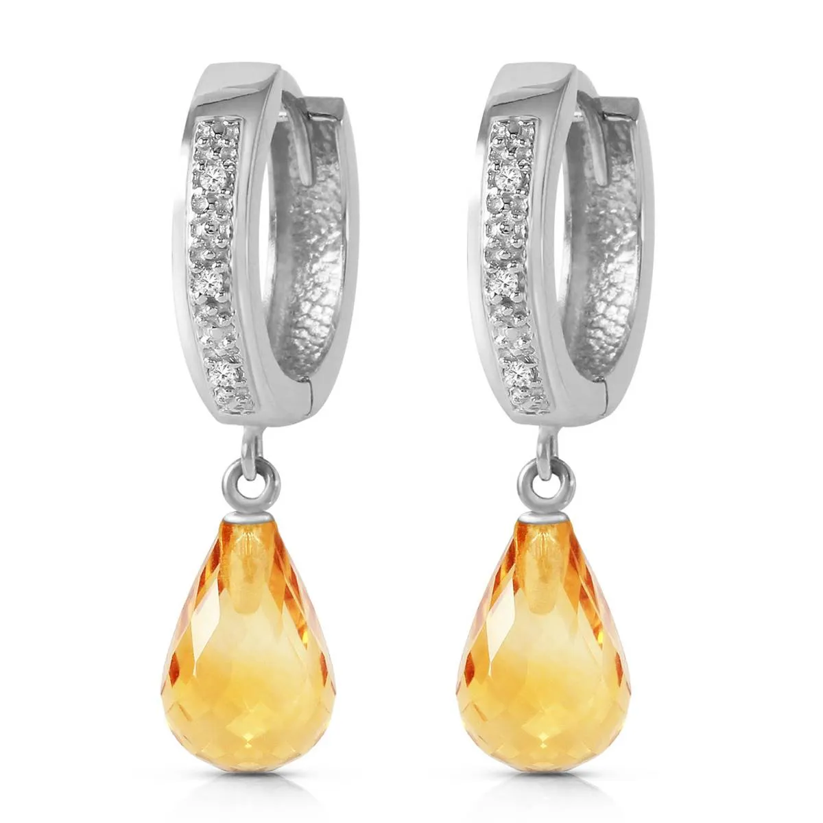 4.54 Carat 14K Solid White Gold Epitome Of Elegance Citrine Diamond Earrings