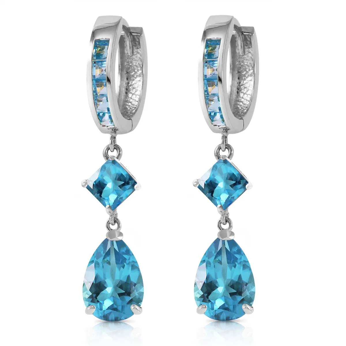 5.62 Carat 14K Solid White Gold Glint In Your Eyes Blue Topaz Earrings