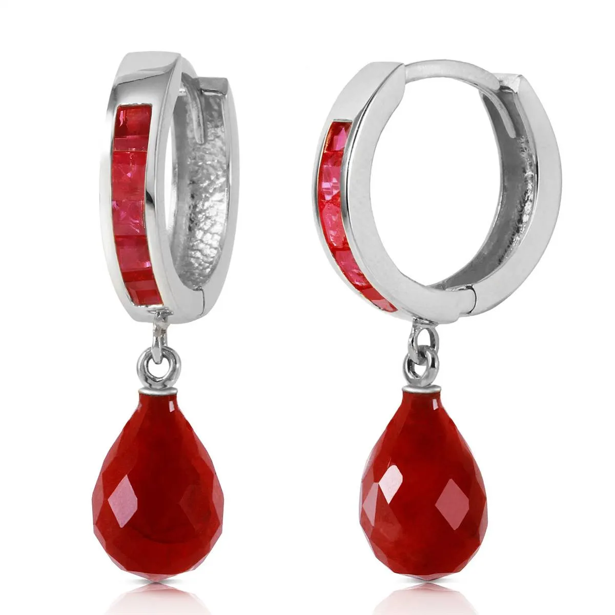 7.8 Carat 14K Solid White Gold Classic Stays Ruby Earrings