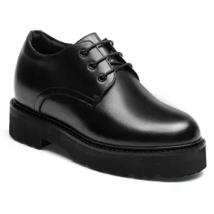 8 CM/3.15 Inches CMR CHAMARIPA Black Calfskin Business Height Increasing Casual Shoes