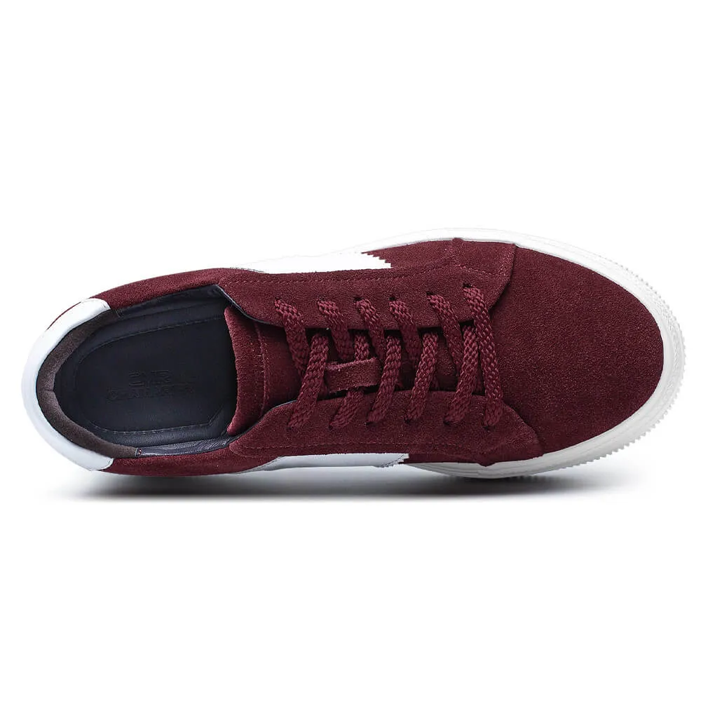 8 CM/3.15 Inches CMR CHAMARIPA Burgundy Suede Leather Elevator Shoes