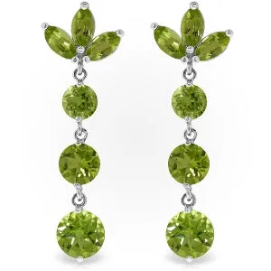 8.7 Carat 14K Solid White Gold Dangling Earrings Natural Peridot