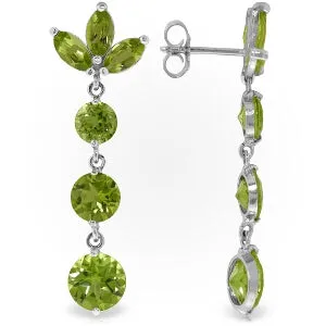 8.7 Carat 14K Solid White Gold Dangling Earrings Natural Peridot