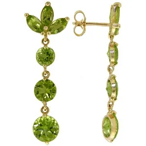 8.7 Carat 14K Solid Yellow Gold Dangling Earrings Natural Peridot