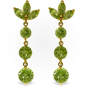 8.7 Carat 14K Solid Yellow Gold Dangling Earrings Natural Peridot