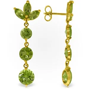 8.7 Carat 14K Solid Yellow Gold Dangling Earrings Natural Peridot