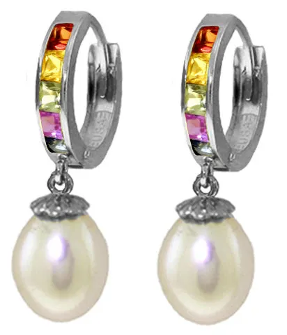 9.3 Carat 14K Solid Yellow Gold Fusion Sapphire Pearl Earrings