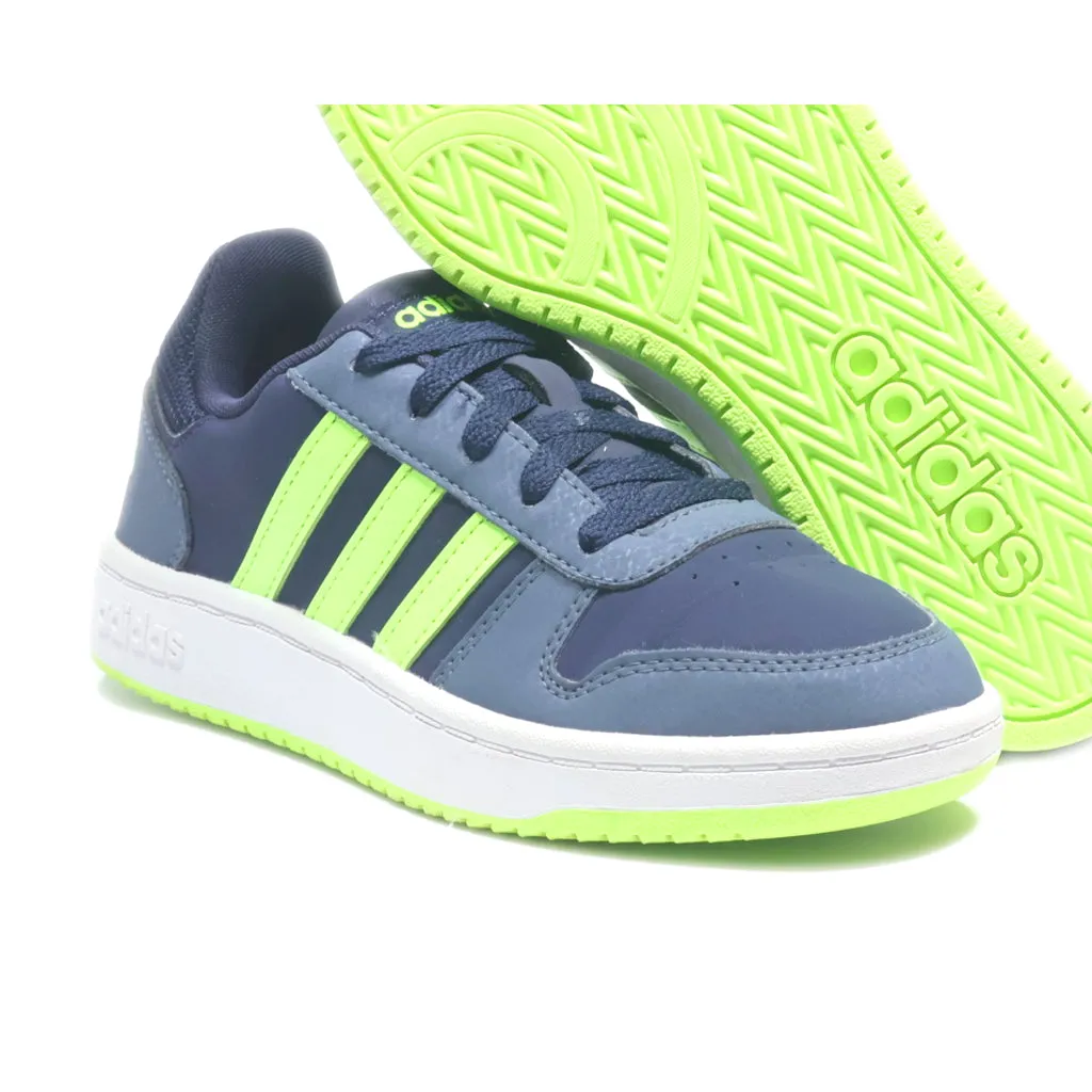 Adidas Hoops 2 Sneakers Leather Blue Colour For Kids