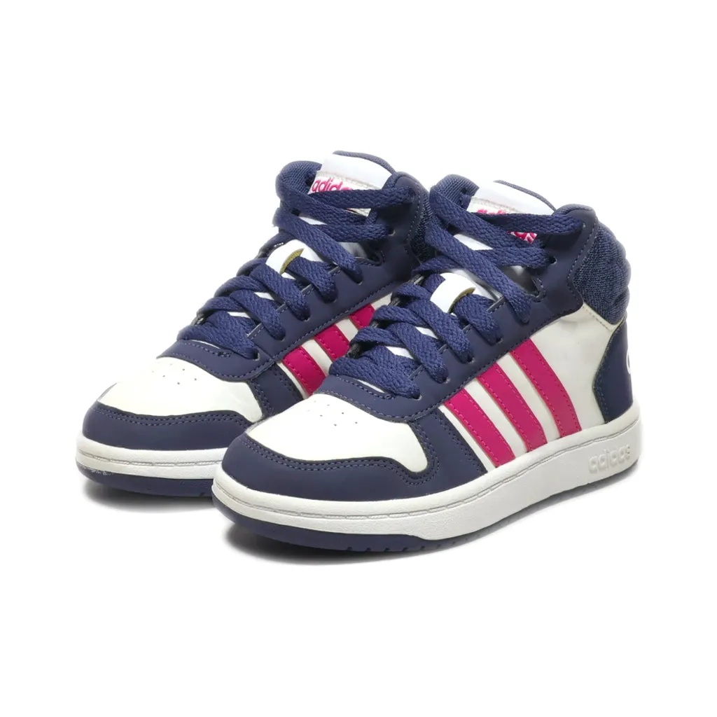 Adidas Hoops 2.0 Basketball Sneakers Leather Blue Colour For Kids