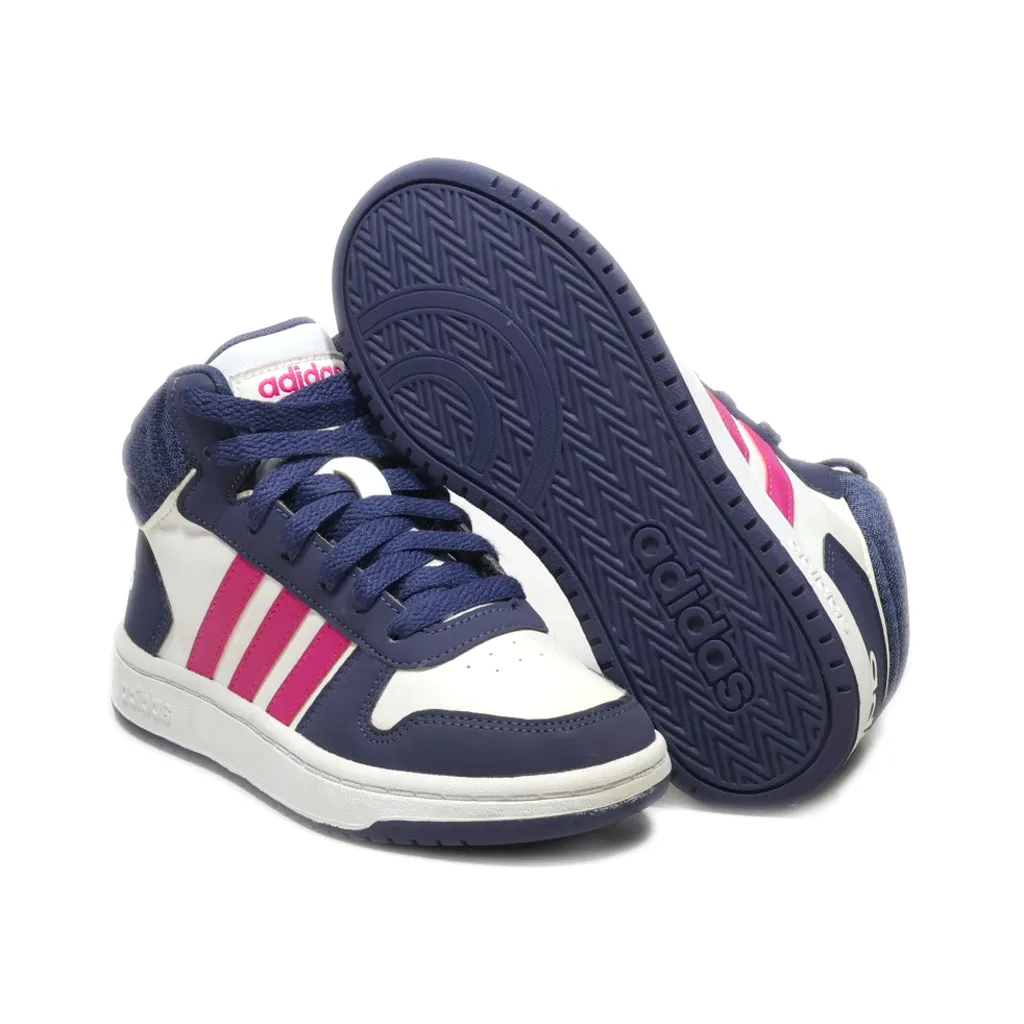 Adidas Hoops 2.0 Basketball Sneakers Leather Blue Colour For Kids