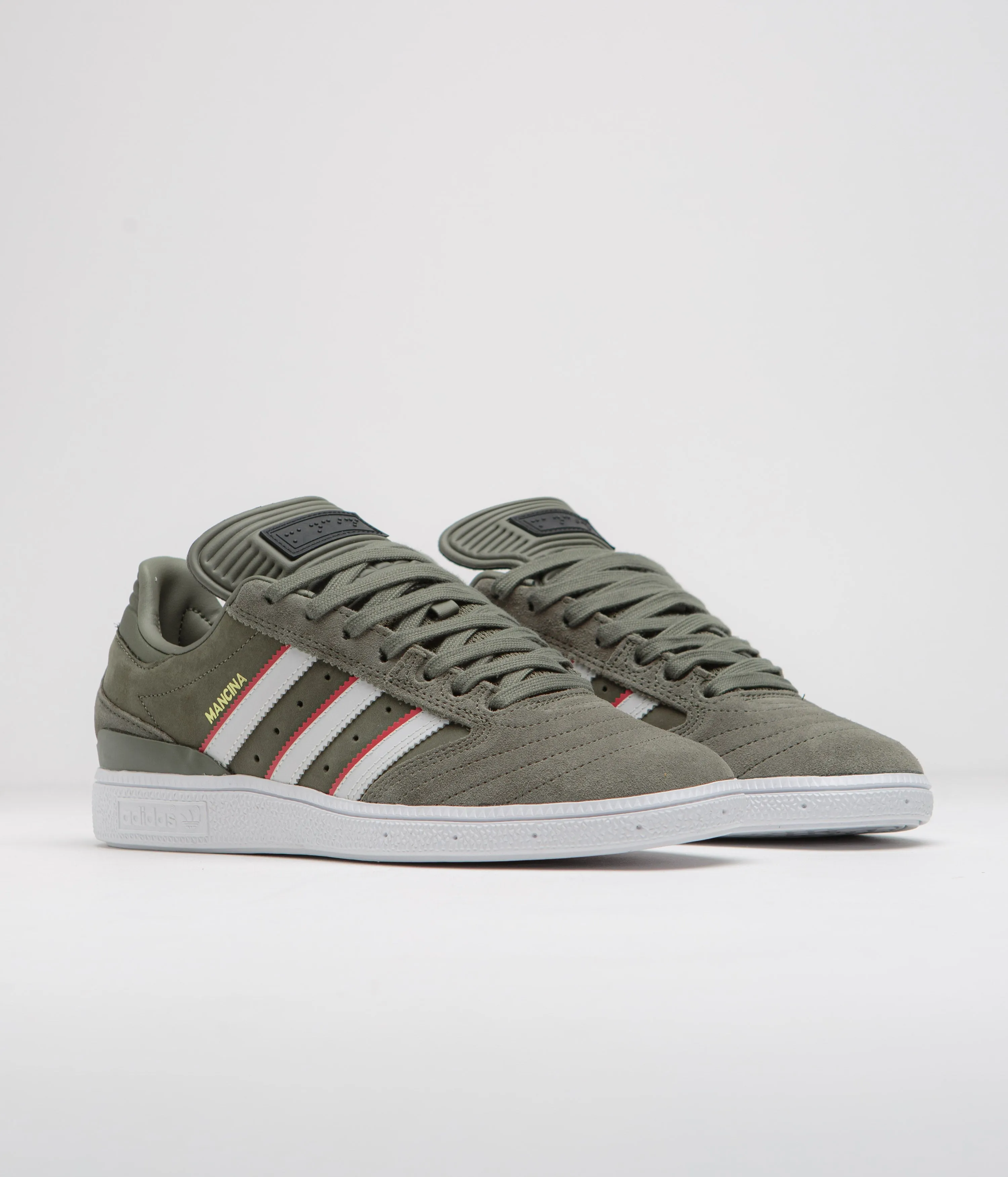 Adidas x Dan Mancina Busenitz Shoes - Olive Strata / Red / FTWR White