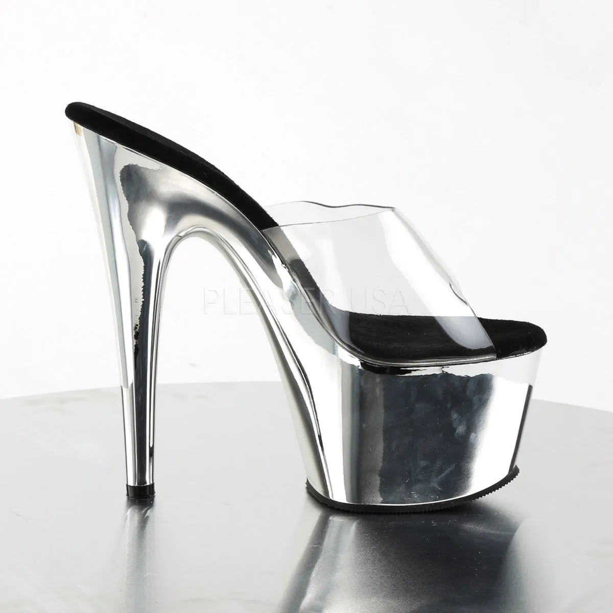 Adore-701 Clear Silver Platform Heels