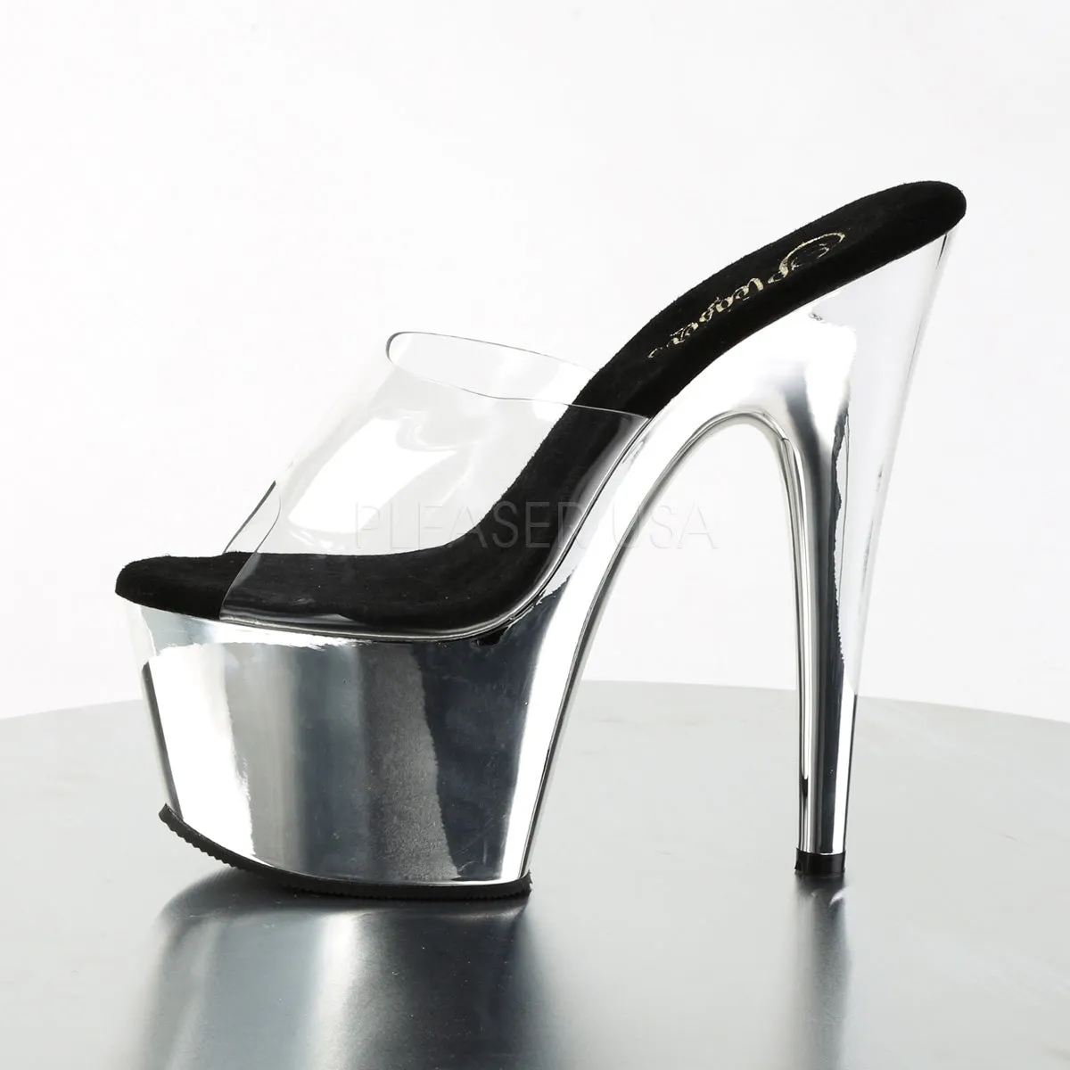 Adore-701 Clear Silver Platform Heels