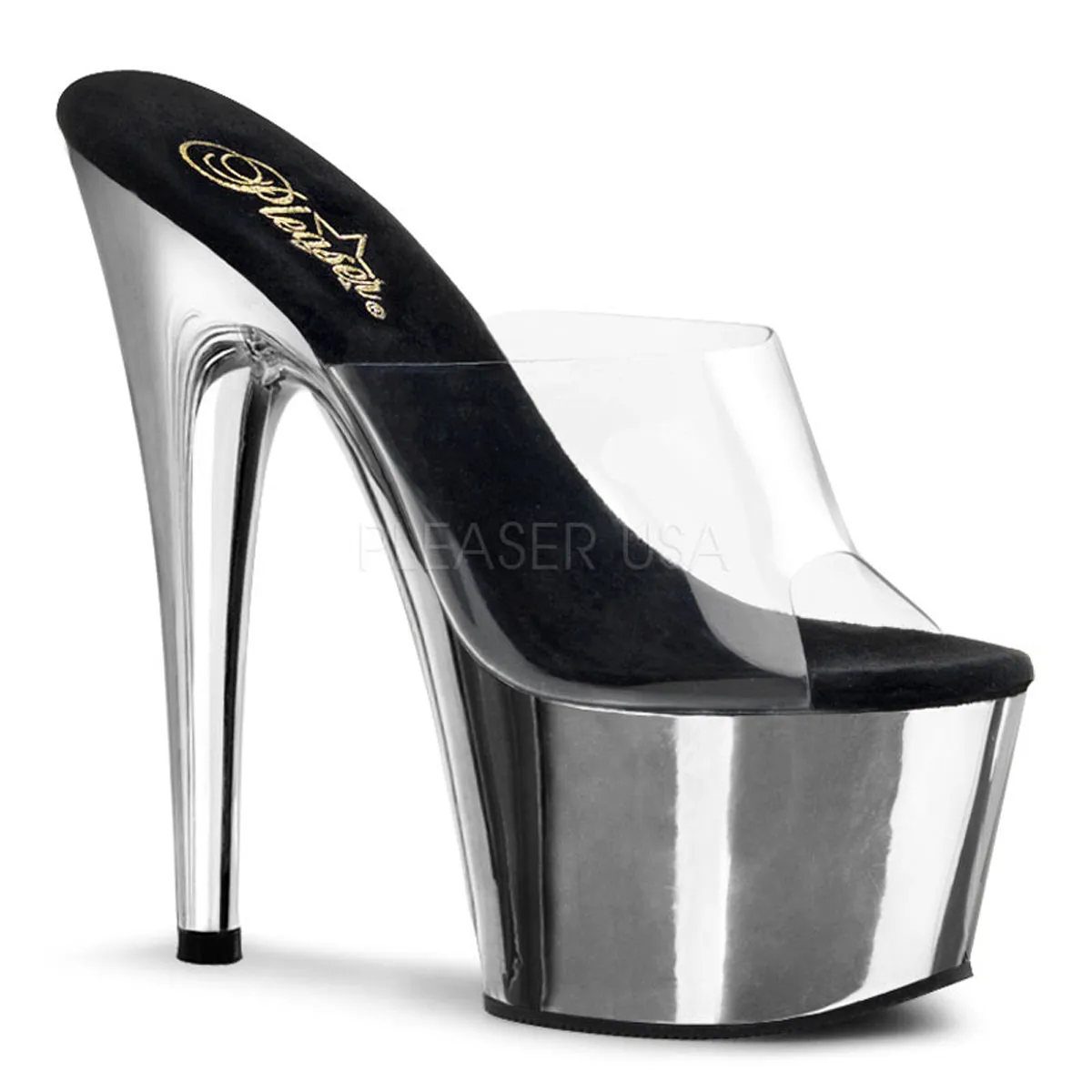 Adore-701 Clear Silver Platform Heels