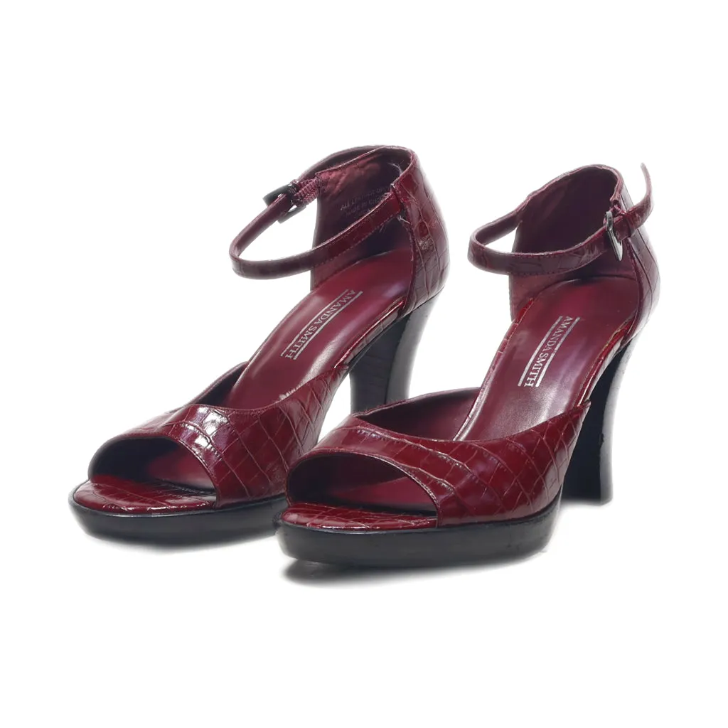 Amanda Smith Peep Toe Leather Red Colour For Women