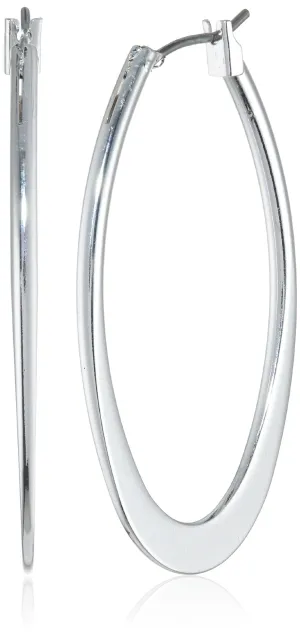 Anne Klein Classics Silvertone Large Oval Hoop Earrings