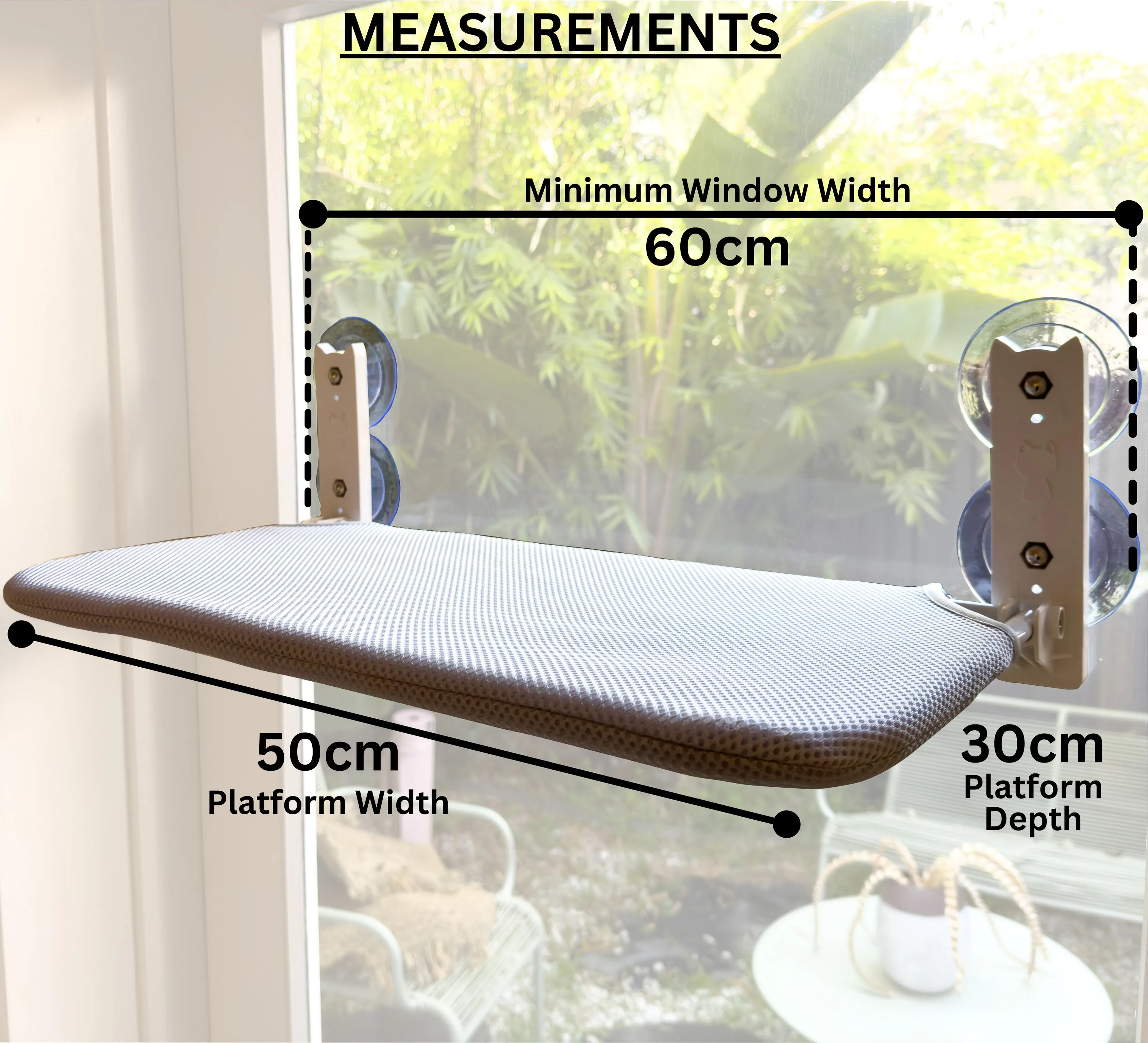 AUSSIE FURBABY™ Cordless Foldable Cat Window Perch Cat Hammock - Large, Washable, Suction Cups Holds 10kg - Ideal Cat Window Hammock/ Cat Perch Seat, Sunbathing Cat Bed. 50x30cm XL hammocks