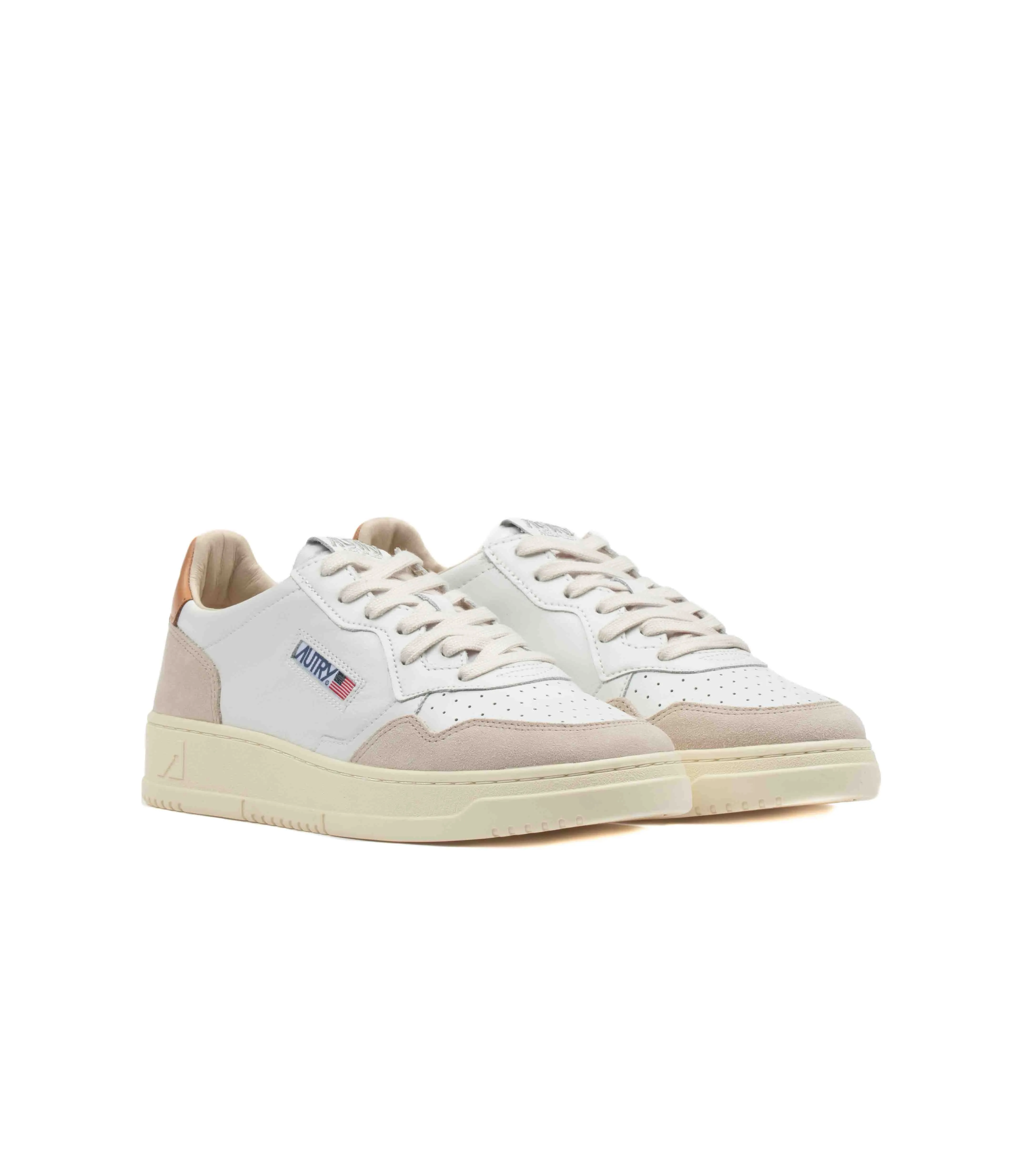 Autry Medalist Low Pelle Suede Bianco Beige Uomo