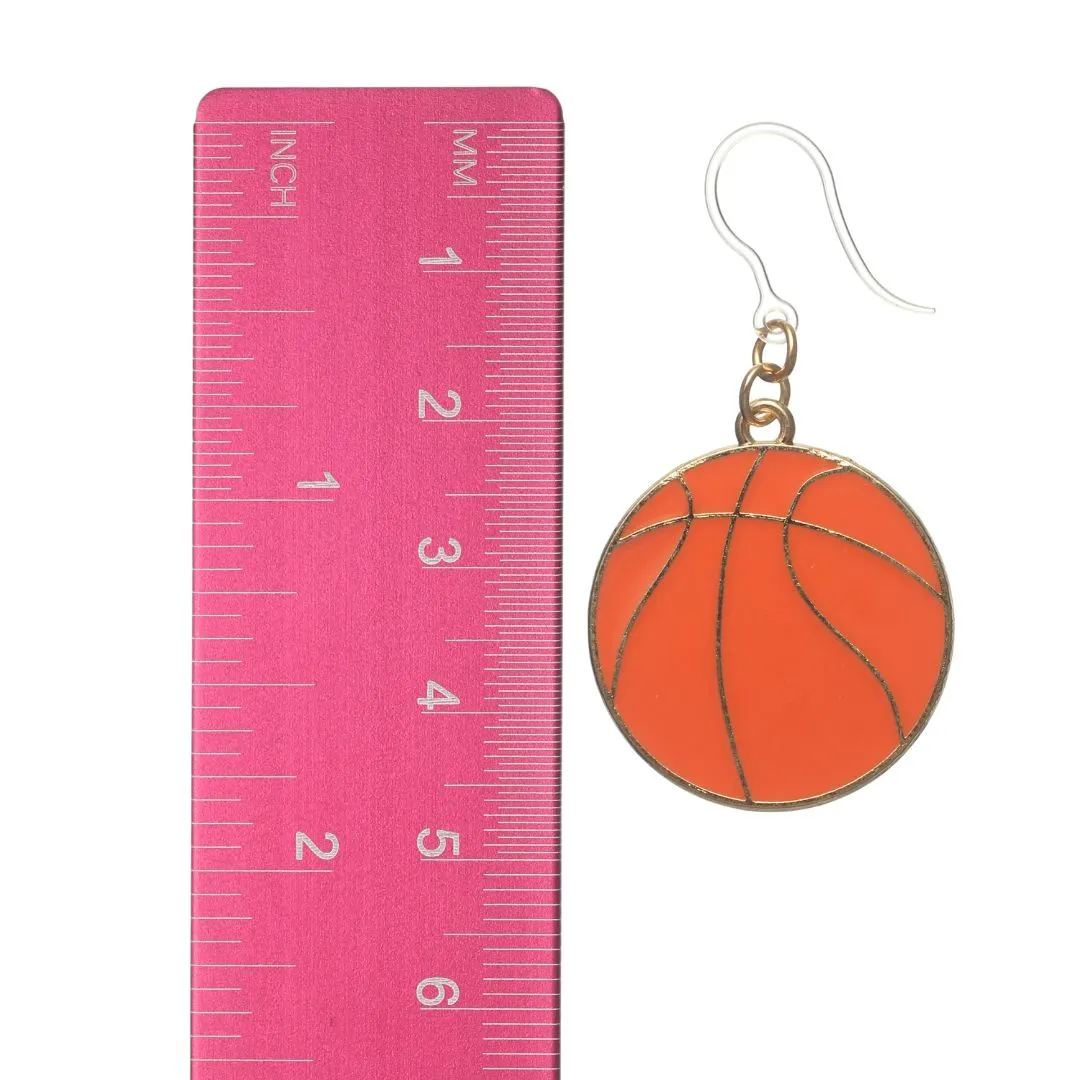 Basketball Dangles Hypoallergenic Earrings for Sensitive Ears Made with Plastic Posts