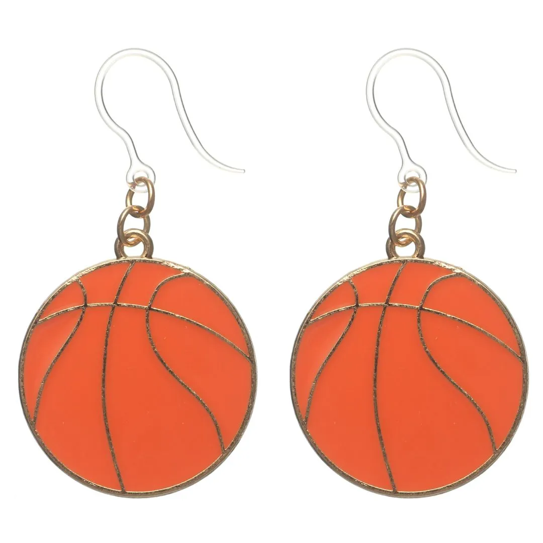 Basketball Dangles Hypoallergenic Earrings for Sensitive Ears Made with Plastic Posts