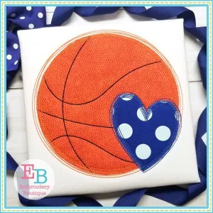 Basketball Heart Scribble Applique