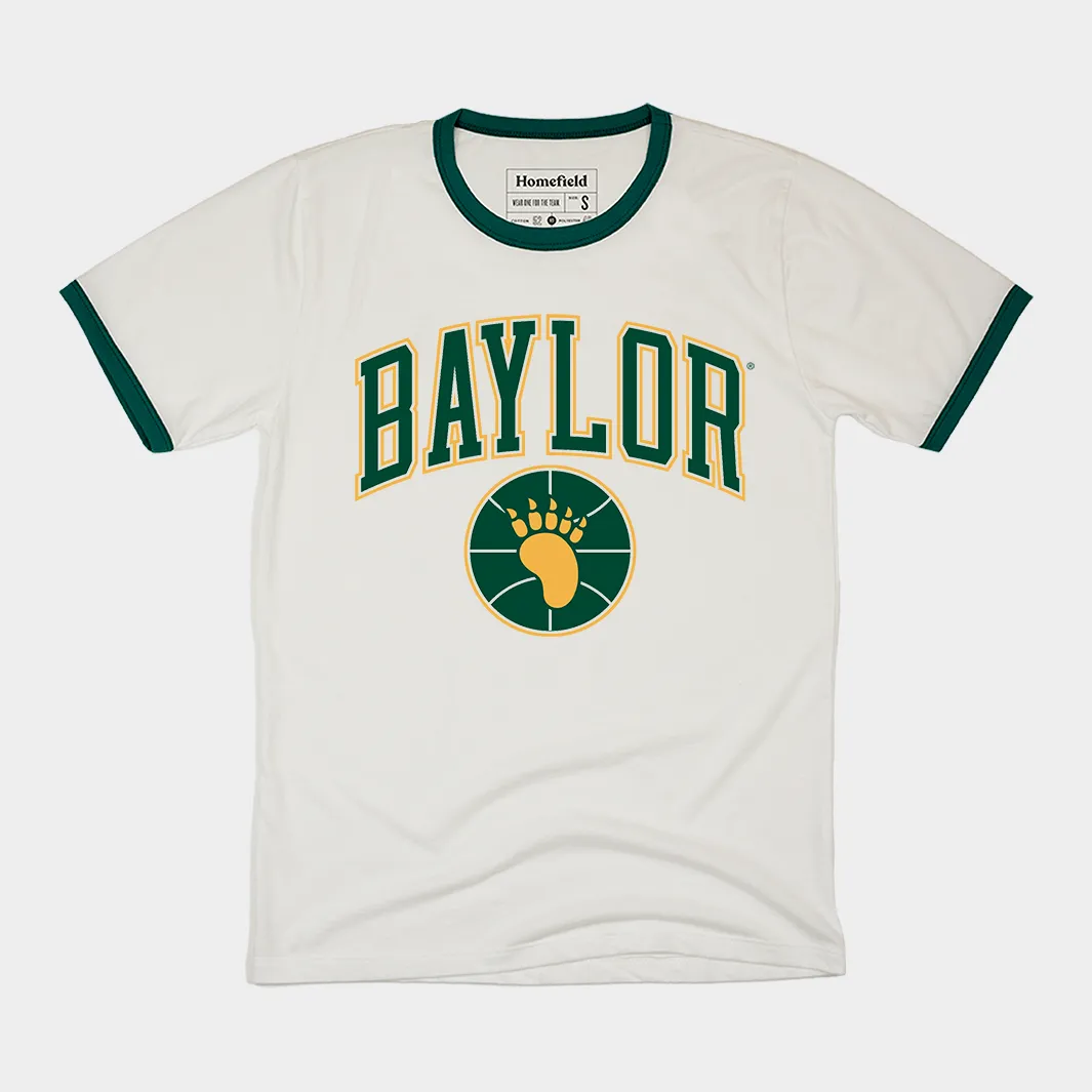 Baylor Bear Paw Basketball Ringer Tee