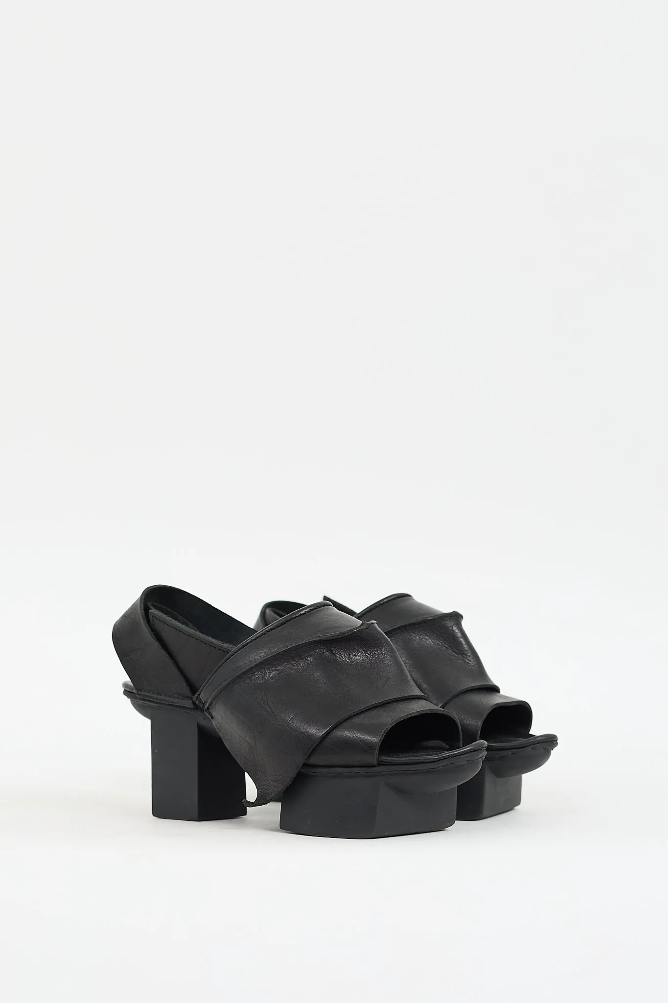 Black Leather Vigilant Platform Heel