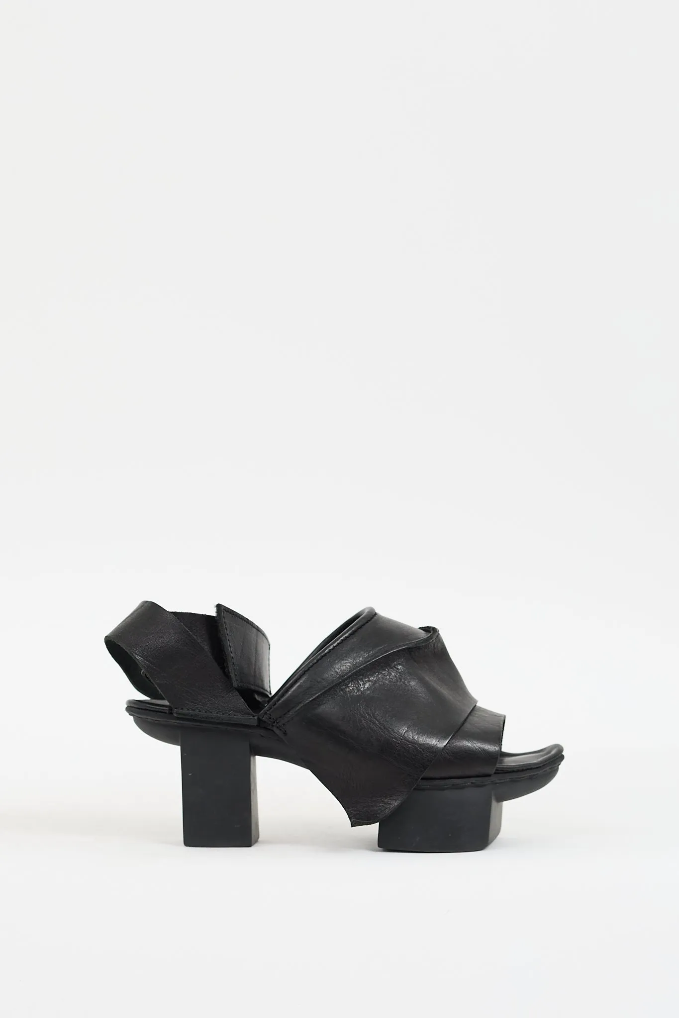 Black Leather Vigilant Platform Heel