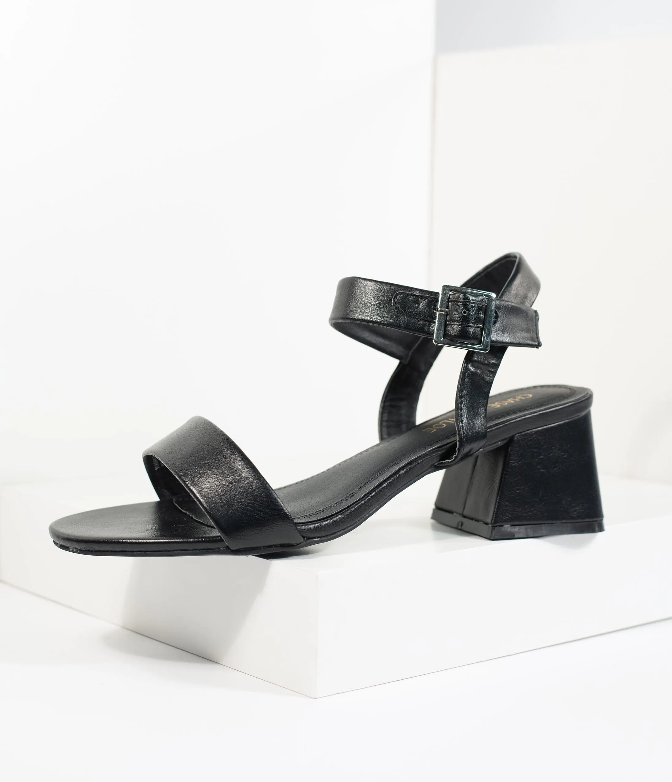 Black Leatherette Teagan Heeled Sandal