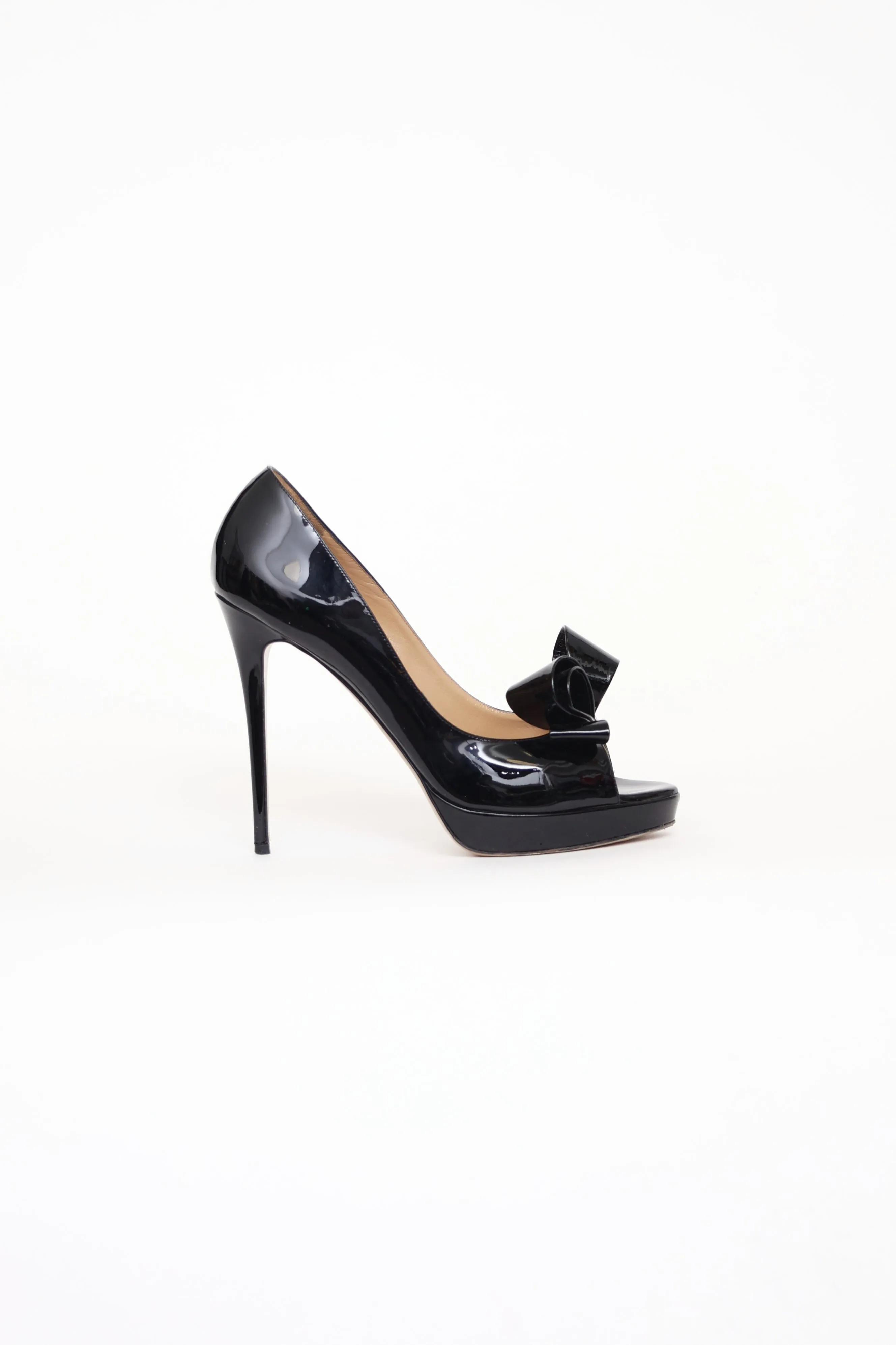 Black Patent Peep Toe Pump