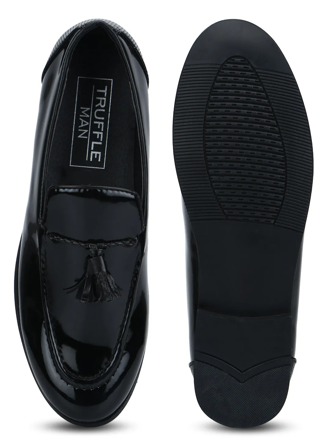 Black PU Tassel Men Loafers