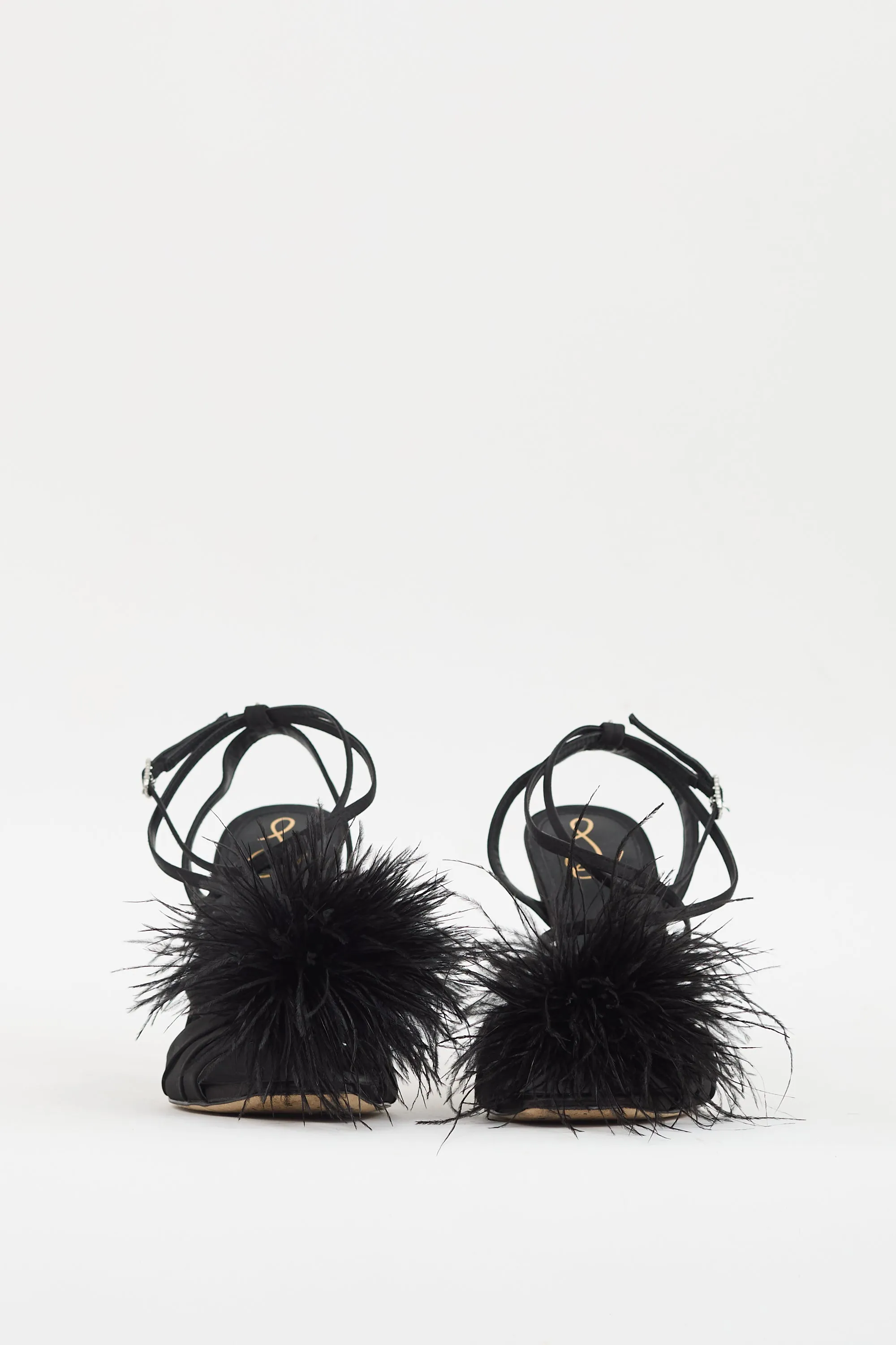 Black Satin & Feather Layton Heel