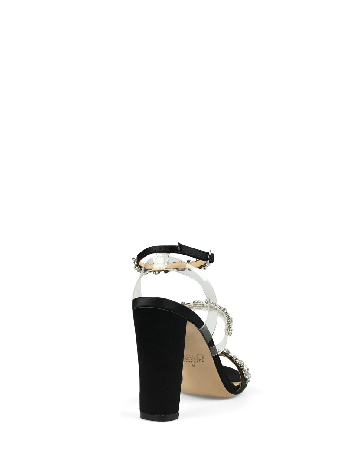 Blake - Black Crystal Embellished Evening Block Heel