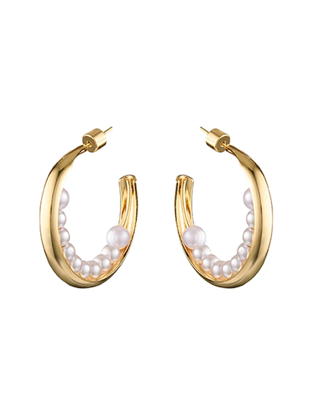 BLING BAR LUNA PEARL HOOPS