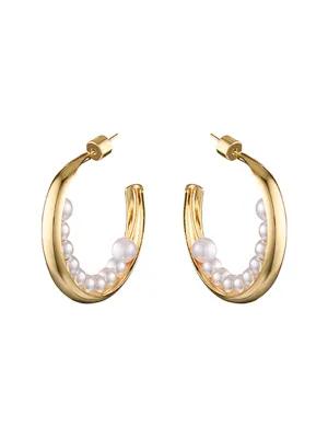 BLING BAR LUNA PEARL HOOPS