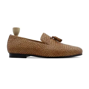 Borlange - Men's Yellow Hand Woven Calf Leather Loafer