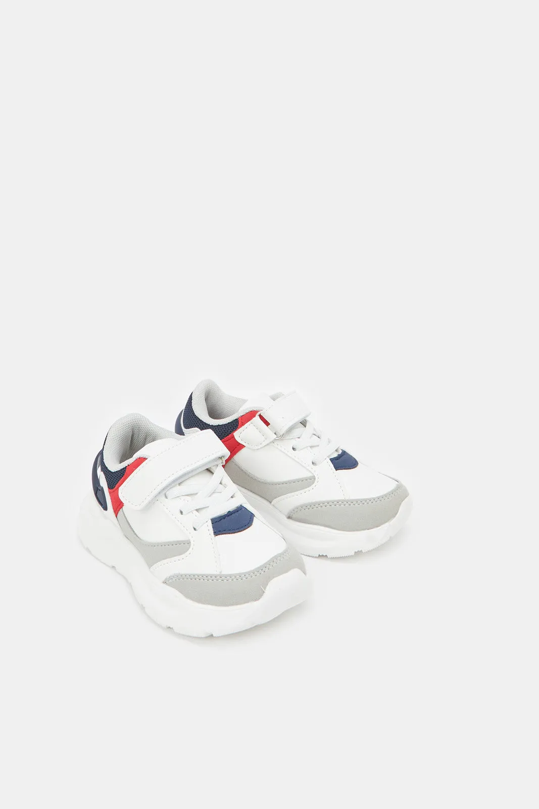 Boys White Color Block Chunky Sneaker