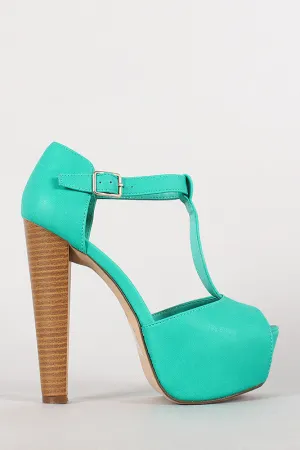 Breckelle Peep Toe T-Strap Platform Heel