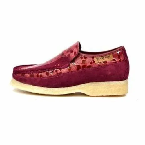 British Walkers Stone Men's Wine Red Pattern Suede Slip On Shoes