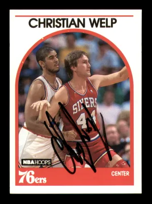 Christian Welp Autographed 1989-90 Hoops Card #164 Philadelphia 76ers SKU #219199