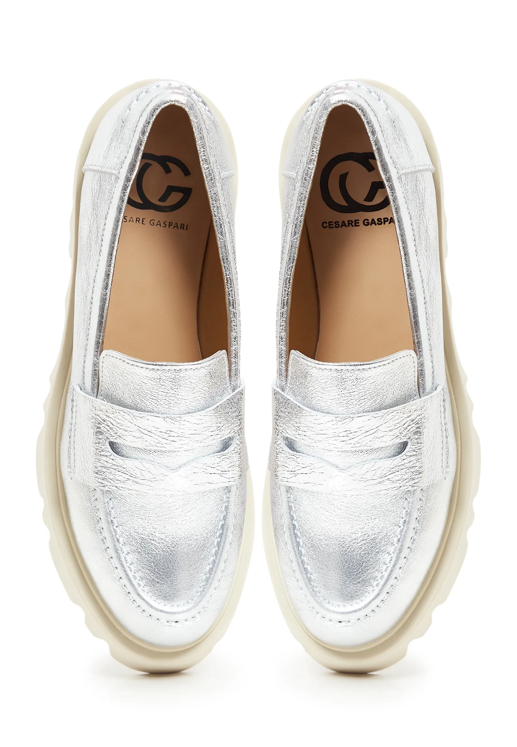 Chunky Platform Loafers - Silver